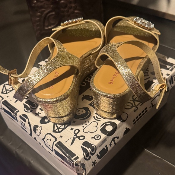 BAMBOO Gold Sandals with Crystal Embellishment - Picture 3 of 6